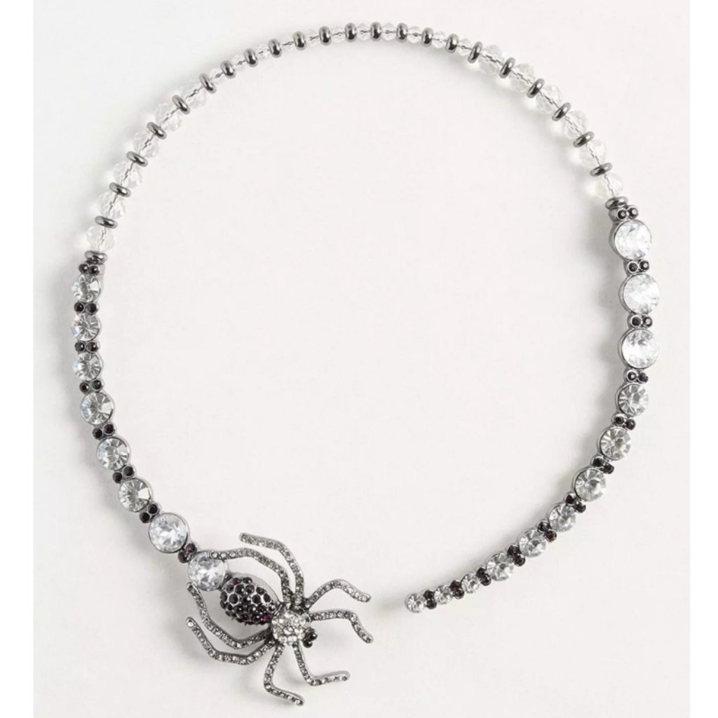 New Torrid Bejeweled Spider Rhinestone Hematite Statement Necklace 54$